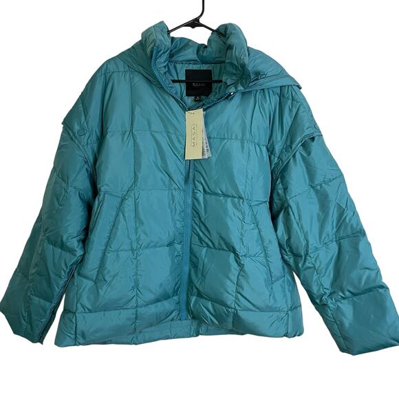 Masai Copenhagen Down Puffer Coat Small Womens Teal Full Zip Outdoors Tabiha NWT - Picture 1 of 13